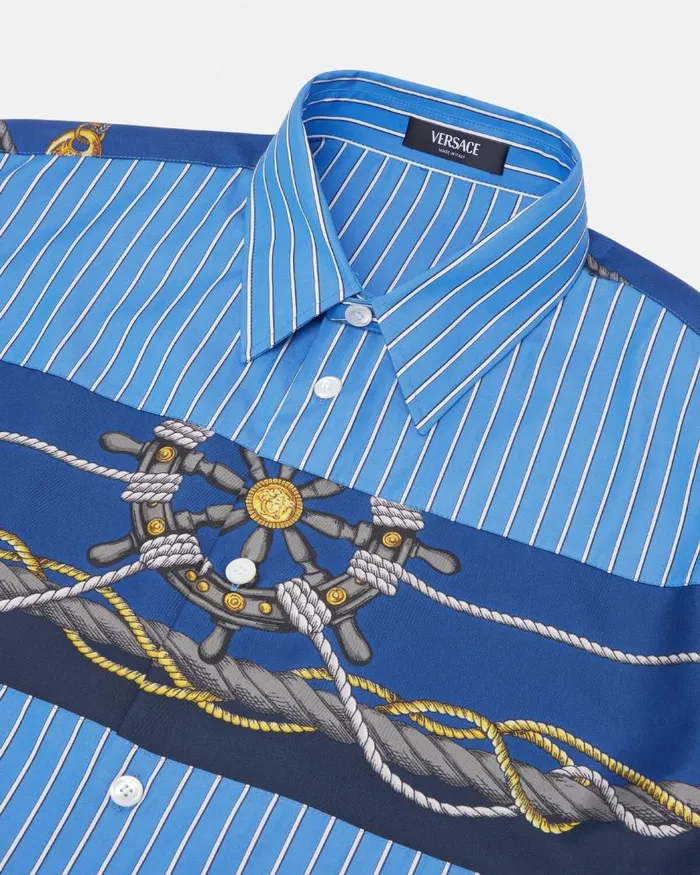 Versace Versace Nautical Striped Shirt Blueprint Men Shirts Versace Versace Nautical Striped Shirt Blueprint Men Shirts