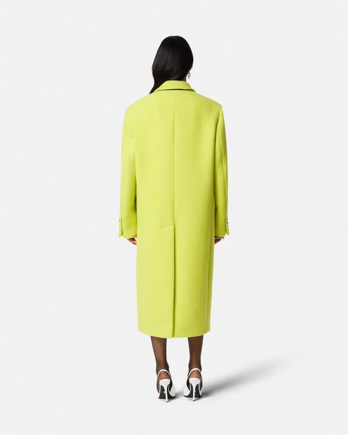 Versace Wool SingleBreasted Overcoat Yellow Women Outerwear and Coats Versace Wool SingleBreasted Overcoat Yellow Women Outerwear and Coats