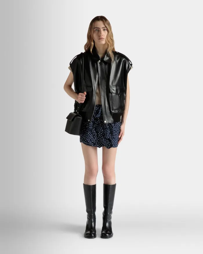 Vest In Black Leather Women Bally Coats and Jackets