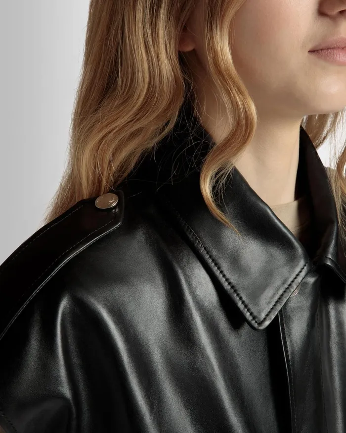 Vest In Black Leather Women Bally Coats and Jackets