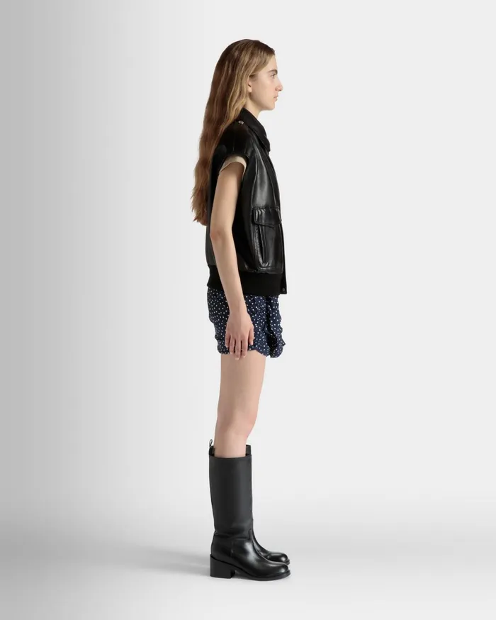 Vest In Black Leather Women Bally Coats and Jackets