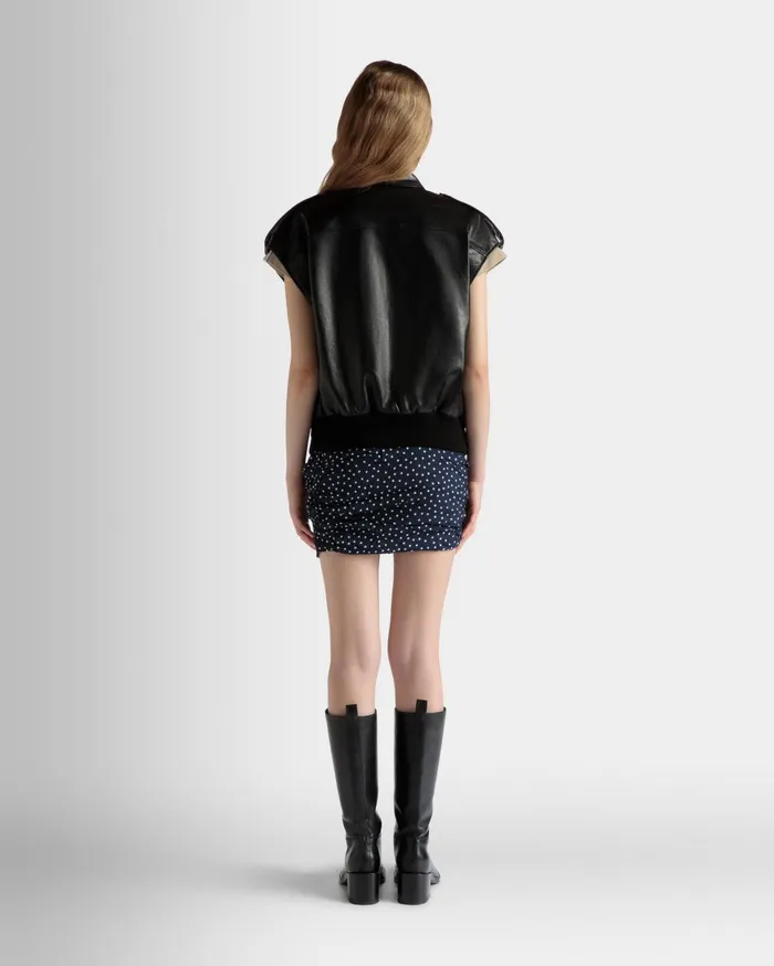 Vest In Black Leather Women Bally Coats and Jackets
