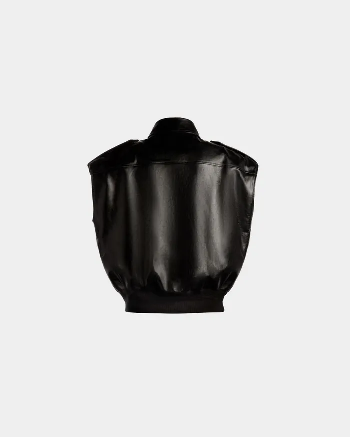 Vest In Black Leather Women Bally Coats and Jackets