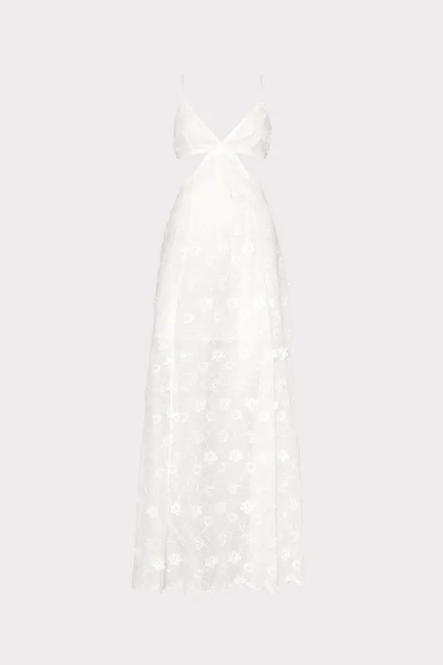 Vivianne 3D Floral Cotton Eyelet Dress White Women Milly Swim and Coverups