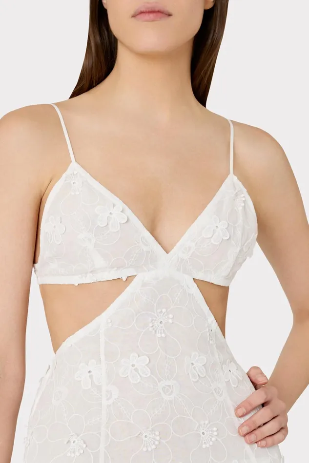 Vivianne 3D Floral Cotton Eyelet Dress White Women Milly Swim and Coverups