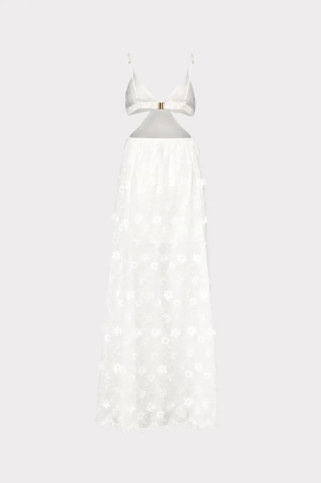 Vivianne 3D Floral Cotton Eyelet Dress White Women Milly Swim and Coverups