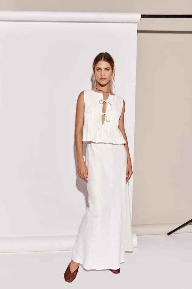 VRG GRL Skirts Ena Linen Bias Cut Maxi Skirt White 8211 Women VRG GRL Skirts Ena Linen Bias Cut Maxi Skirt White 8211 Women