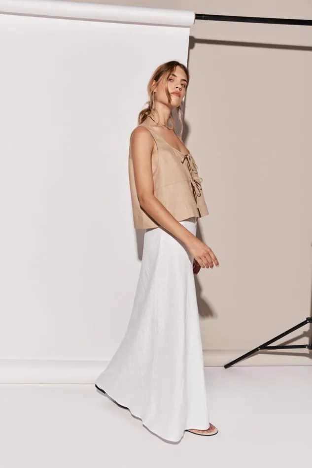 VRG GRL Skirts Ena Linen Bias Cut Maxi Skirt White 8211 Women VRG GRL Skirts Ena Linen Bias Cut Maxi Skirt White 8211 Women