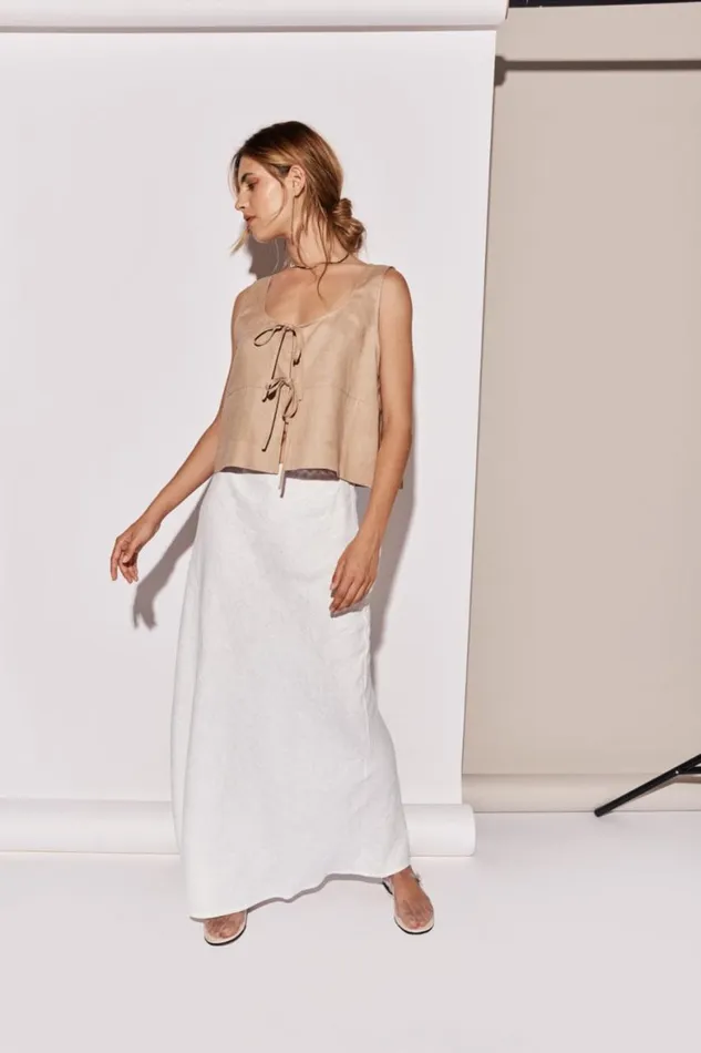VRG GRL Skirts Ena Linen Bias Cut Maxi Skirt White 8211 Women VRG GRL Skirts Ena Linen Bias Cut Maxi Skirt White 8211 Women