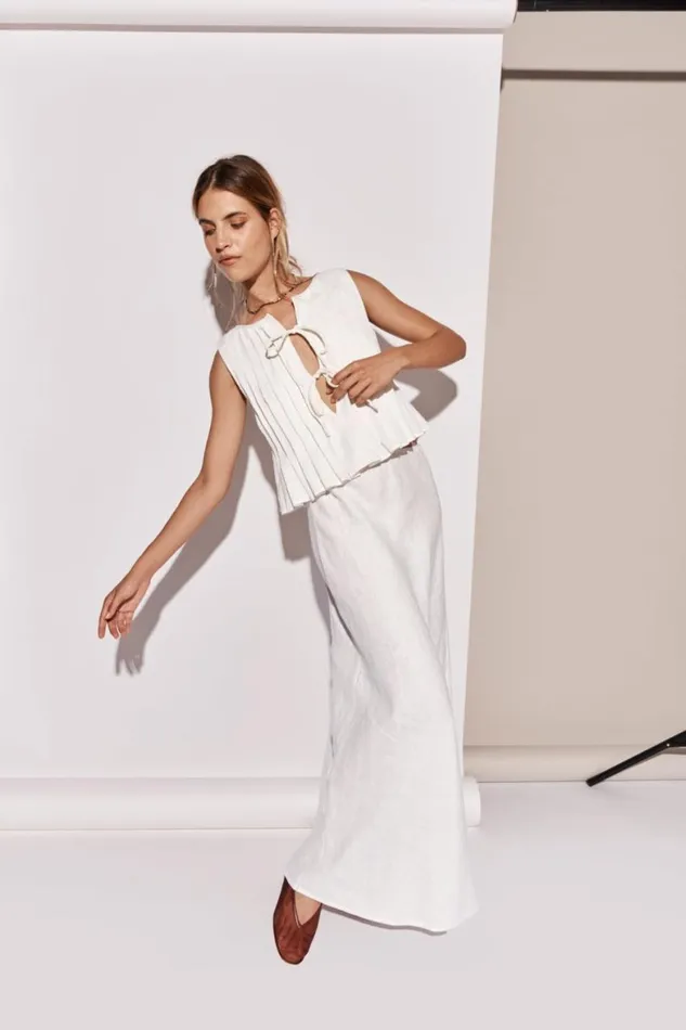 VRG GRL Skirts Ena Linen Bias Cut Maxi Skirt White 8211 Women VRG GRL Skirts Ena Linen Bias Cut Maxi Skirt White 8211 Women