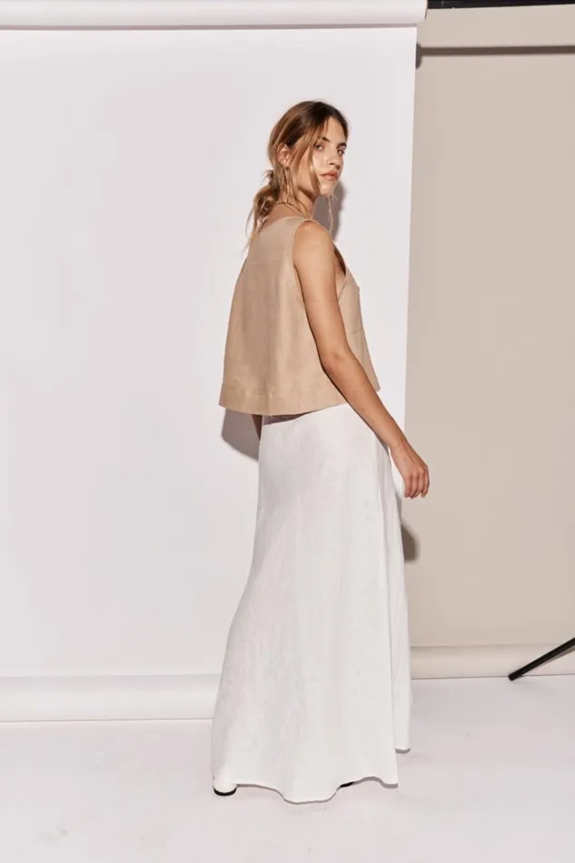 VRG GRL Skirts Ena Linen Bias Cut Maxi Skirt White 8211 Women VRG GRL Skirts Ena Linen Bias Cut Maxi Skirt White 8211 Women