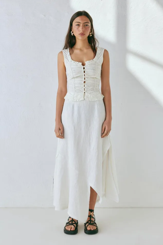 VRG GRL Skirts Mabel Linen Midi Skirt White 8211 Women