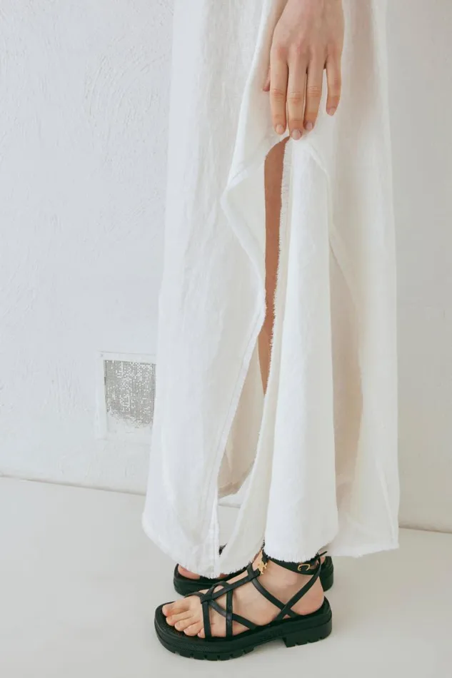 VRG GRL Skirts Mabel Linen Midi Skirt White 8211 Women VRG GRL Skirts Mabel Linen Midi Skirt White 8211 Women