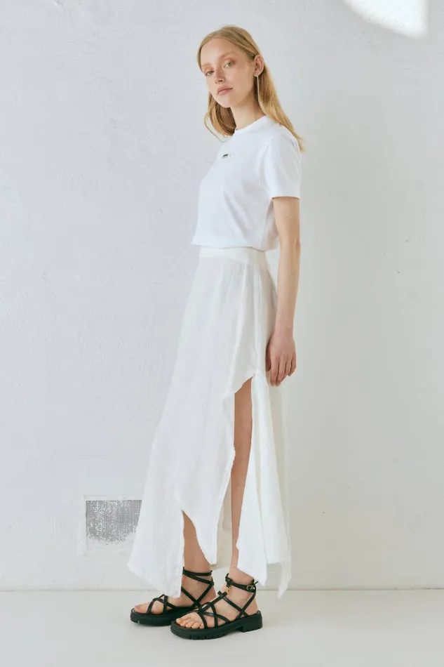 VRG GRL Skirts Mabel Linen Midi Skirt White 8211 Women VRG GRL Skirts Mabel Linen Midi Skirt White 8211 Women