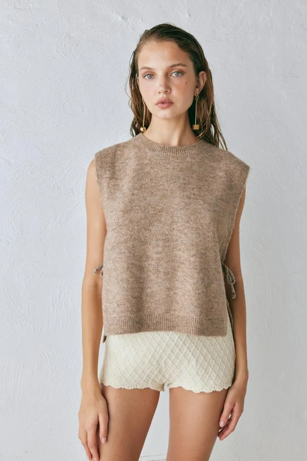 VRG GRL Vests Molly Knit Vest Taupe 8211 Women