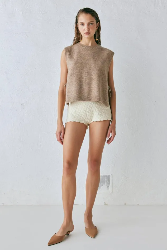 VRG GRL Vests Molly Knit Vest Taupe 8211 Women VRG GRL Vests Molly Knit Vest Taupe 8211 Women