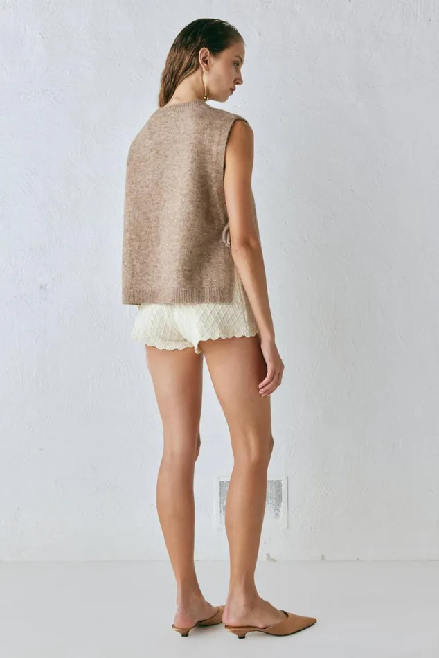 VRG GRL Vests Molly Knit Vest Taupe 8211 Women VRG GRL Vests Molly Knit Vest Taupe 8211 Women