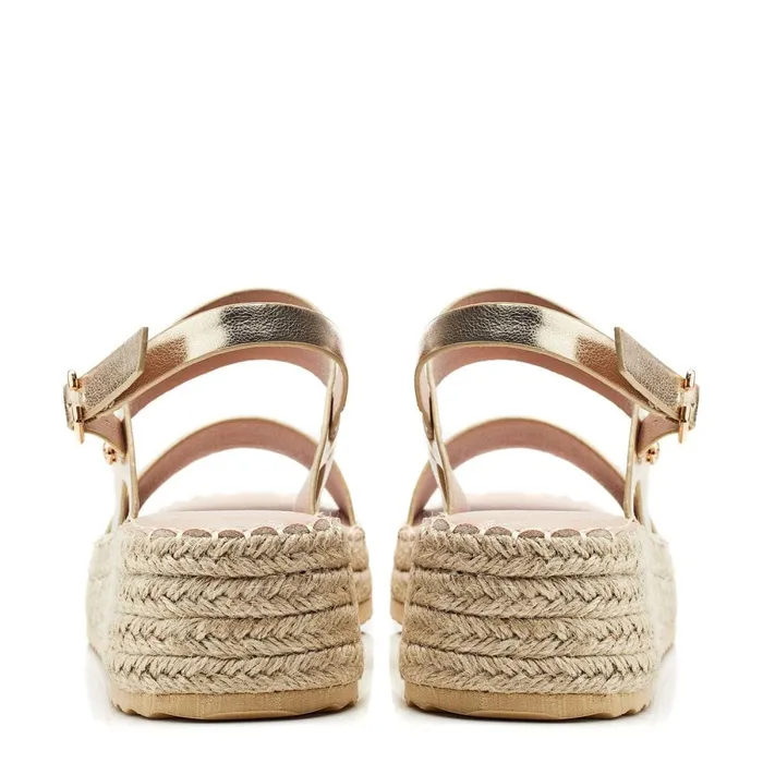 Wedge Sandals Women Moda In Pelle Nashay Gold Porvair