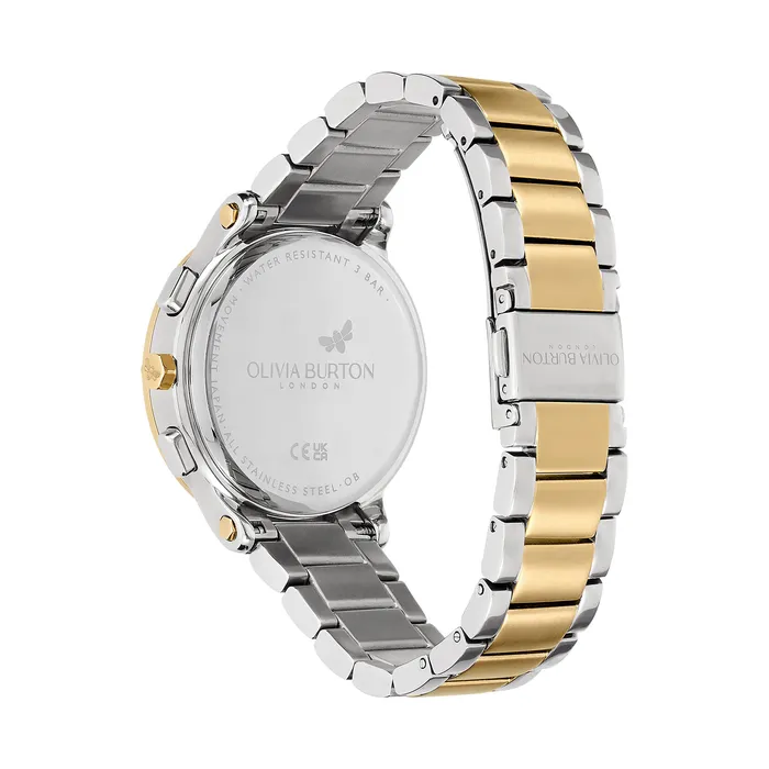 White Dial Watches Olivia Burton Women 38mm MultiFunction Metallic White and Two Tone Bracelet Watch