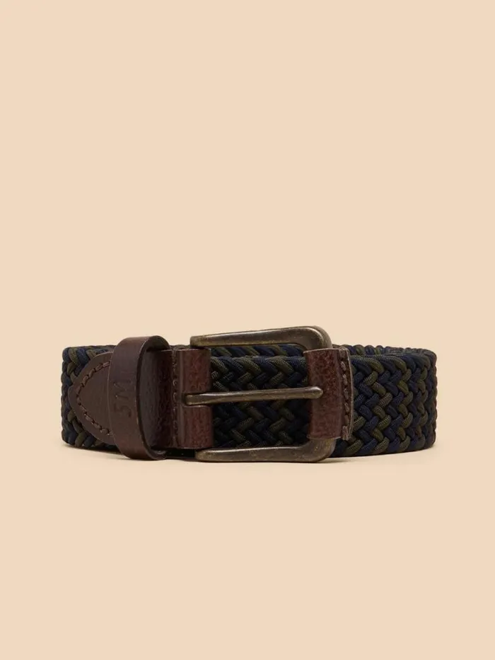 White Stuff Belts Men Woven Elasticated Belt Navy Multi