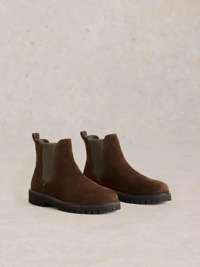 White Stuff Boots Men Chunky Chelsea Suede Boot Dark Brown White Stuff Boots Men Chunky Chelsea Suede Boot Dark Brown