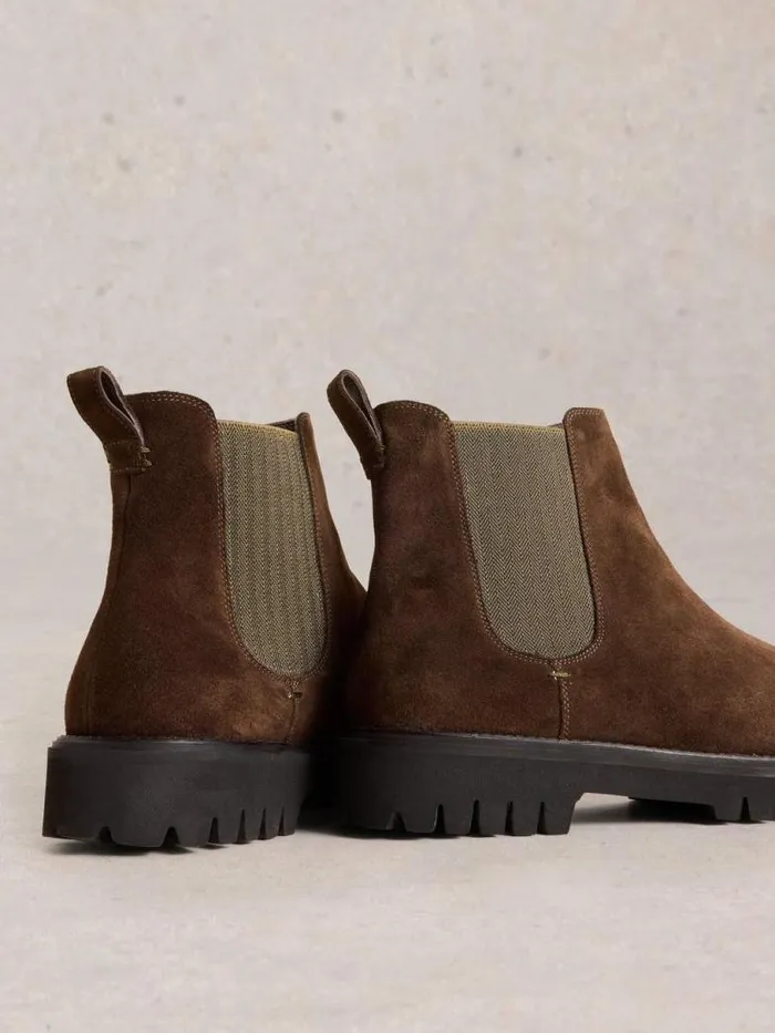 White Stuff Boots Men Chunky Chelsea Suede Boot Dark Brown White Stuff Boots Men Chunky Chelsea Suede Boot Dark Brown