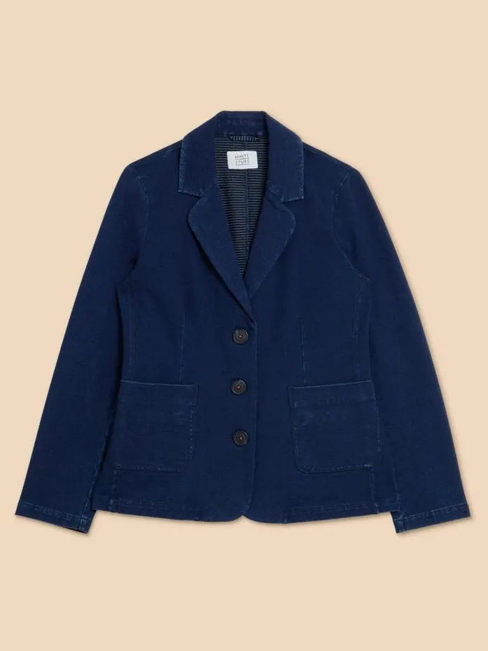 White Stuff Coats and Jackets Women Olivia Cotton Jersey Blazer Dk Denim White Stuff Coats and Jackets Women Olivia Cotton Jersey Blazer Dk Denim