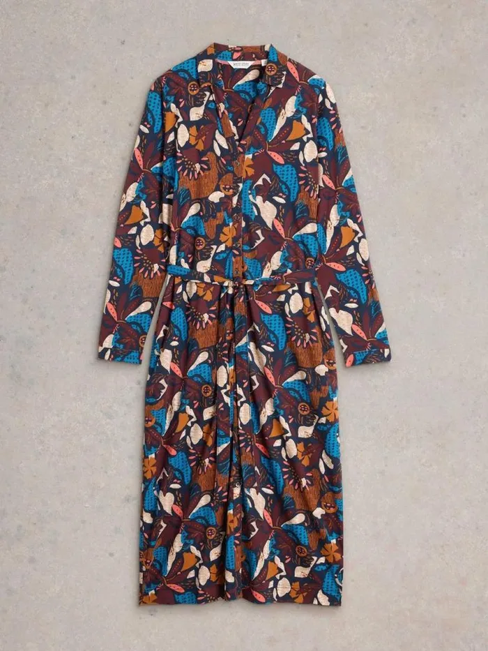 White Stuff Dresses Women Annie Cotton Shirt Dress Navy Print White Stuff Dresses Women Annie Cotton Shirt Dress Navy Print