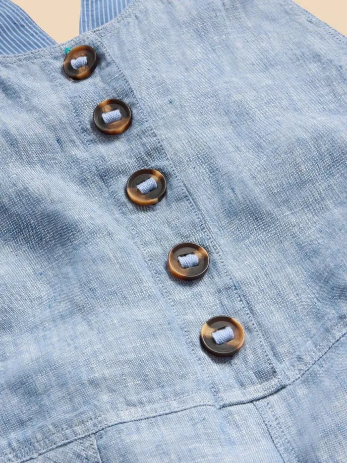 White Stuff Dresses Women Viola Crop Linen Dungaree Chambray Blue White Stuff Dresses Women Viola Crop Linen Dungaree Chambray Blue