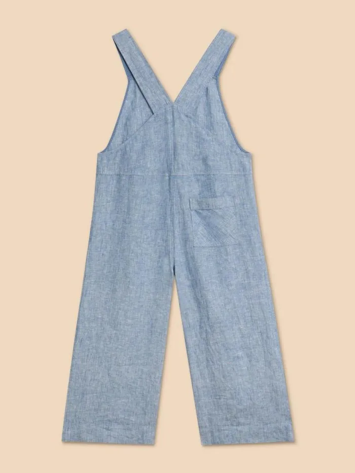White Stuff Dresses Women Viola Crop Linen Dungaree Chambray Blue White Stuff Dresses Women Viola Crop Linen Dungaree Chambray Blue