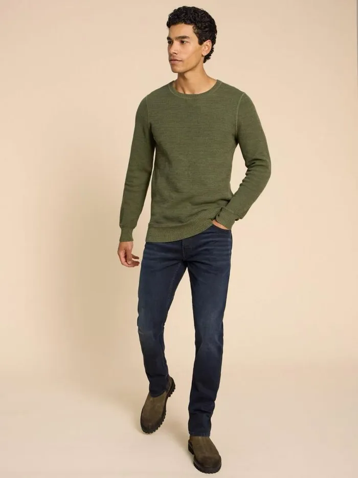 White Stuff Knitwear Men Attadale Crew Neck Jumper Khaki Green White Stuff Knitwear Men Attadale Crew Neck Jumper Khaki Green