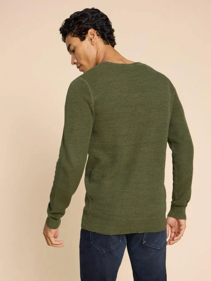 White Stuff Knitwear Men Attadale Crew Neck Jumper Khaki Green White Stuff Knitwear Men Attadale Crew Neck Jumper Khaki Green
