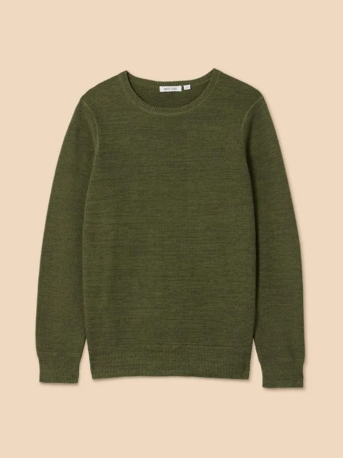 White Stuff Knitwear Men Attadale Crew Neck Jumper Khaki Green White Stuff Knitwear Men Attadale Crew Neck Jumper Khaki Green