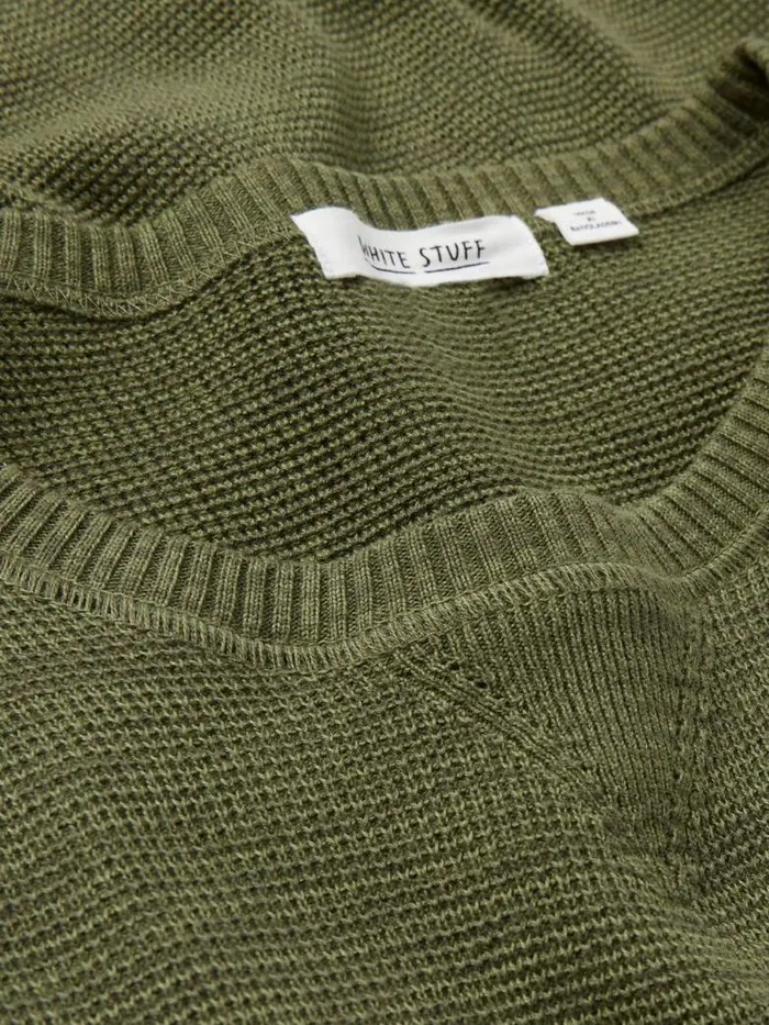 White Stuff Knitwear Men Attadale Crew Neck Jumper Khaki Green White Stuff Knitwear Men Attadale Crew Neck Jumper Khaki Green