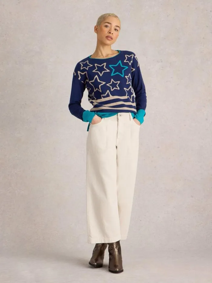 White Stuff Knitwear Women CITY MULTI STAR JUMPER Navy Multi White Stuff Knitwear Women CITY MULTI STAR JUMPER Navy Multi