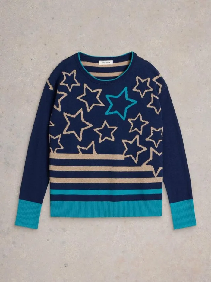 White Stuff Knitwear Women CITY MULTI STAR JUMPER Navy Multi White Stuff Knitwear Women CITY MULTI STAR JUMPER Navy Multi