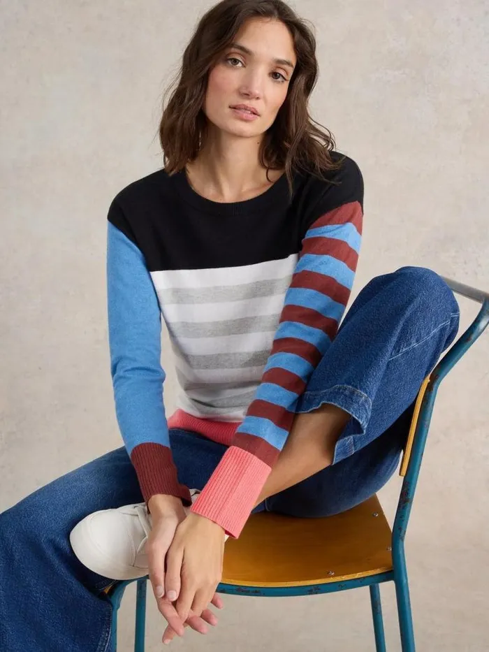 White Stuff Knitwear Women CITY STRIPE JUMPER Blue Multi