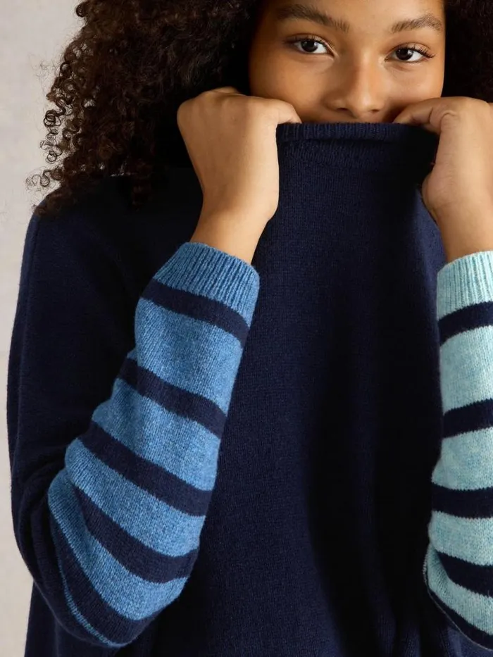 White Stuff Knitwear Women Ivy Side Slit Throw On Navy Multi White Stuff Knitwear Women Ivy Side Slit Throw On Navy Multi