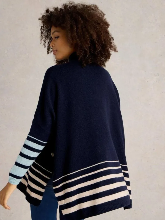 White Stuff Knitwear Women Ivy Side Slit Throw On Navy Multi White Stuff Knitwear Women Ivy Side Slit Throw On Navy Multi