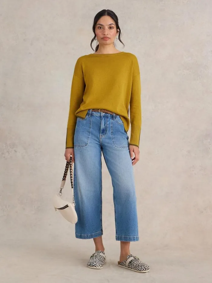 White Stuff Knitwear Women OLIVE CREW NECK COTTON JUMPER Mid Chartreuse White Stuff Knitwear Women OLIVE CREW NECK COTTON JUMPER Mid Chartreuse