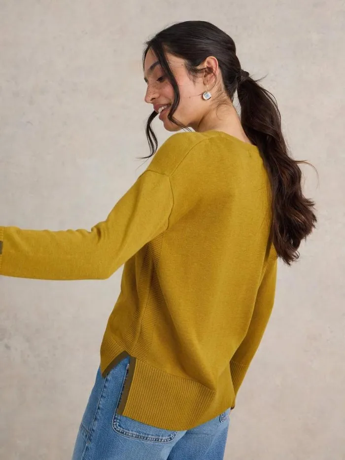 White Stuff Knitwear Women OLIVE CREW NECK COTTON JUMPER Mid Chartreuse White Stuff Knitwear Women OLIVE CREW NECK COTTON JUMPER Mid Chartreuse