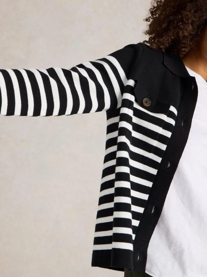 White Stuff Knitwear Women SARA STRIPE KNITTED SHACKET Black Multi White Stuff Knitwear Women SARA STRIPE KNITTED SHACKET Black Multi