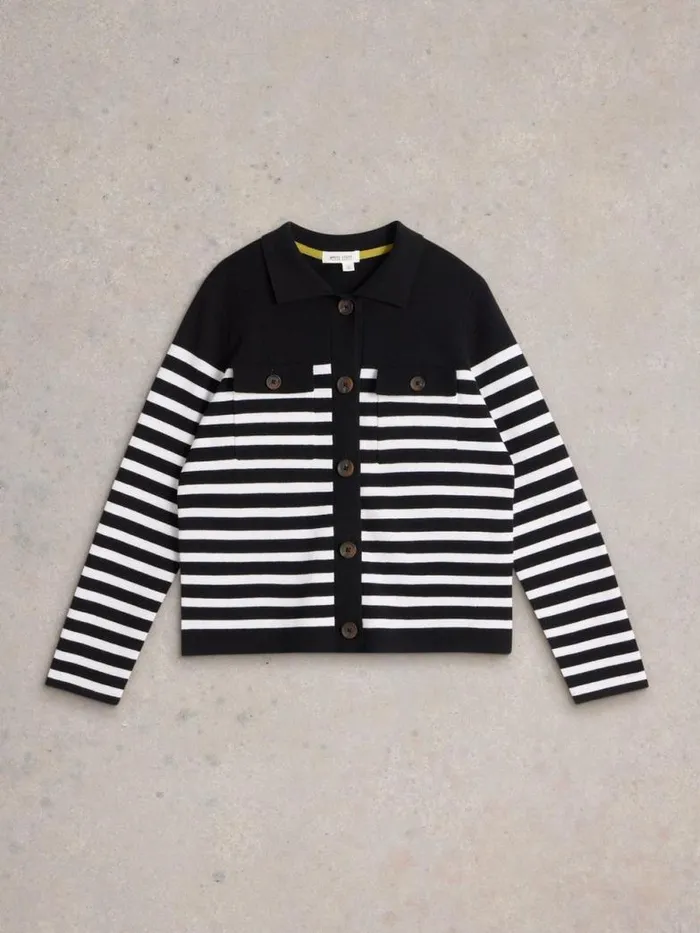 White Stuff Knitwear Women SARA STRIPE KNITTED SHACKET Black Multi White Stuff Knitwear Women SARA STRIPE KNITTED SHACKET Black Multi