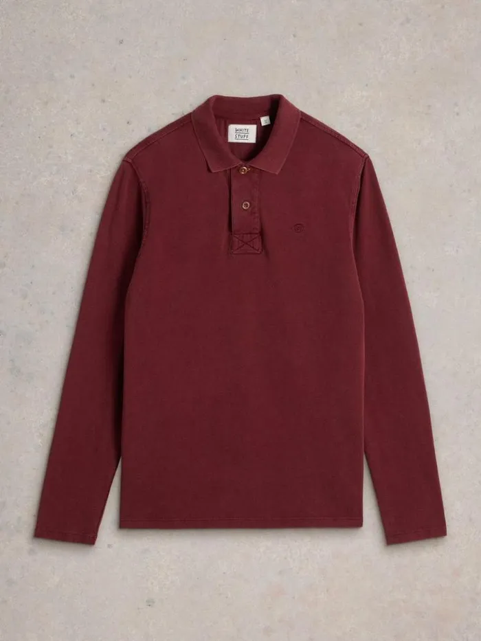 White Stuff Polo Shirts Men LS Utility Polo Dk Plum White Stuff Polo Shirts Men LS Utility Polo Dk Plum