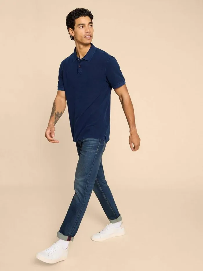 White Stuff Polo Shirts Men Utility Polo Deep Blue