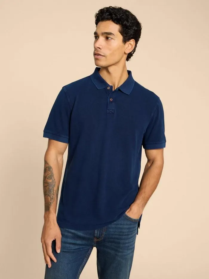 White Stuff Polo Shirts Men Utility Polo Deep Blue White Stuff Polo Shirts Men Utility Polo Deep Blue