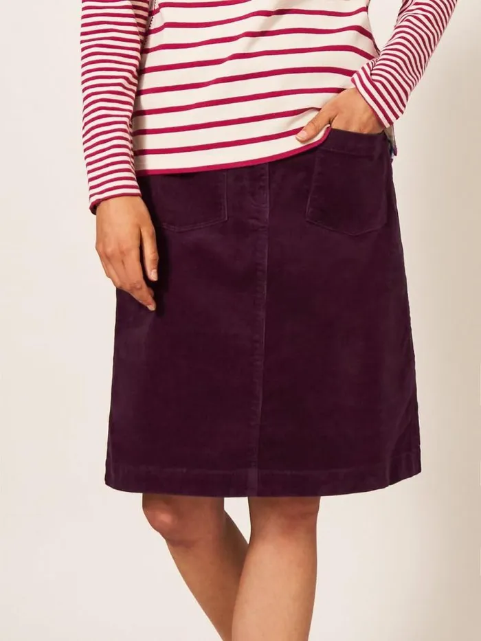 White Stuff Skirts Women Melody Organic Cord Skirt Dk Plum