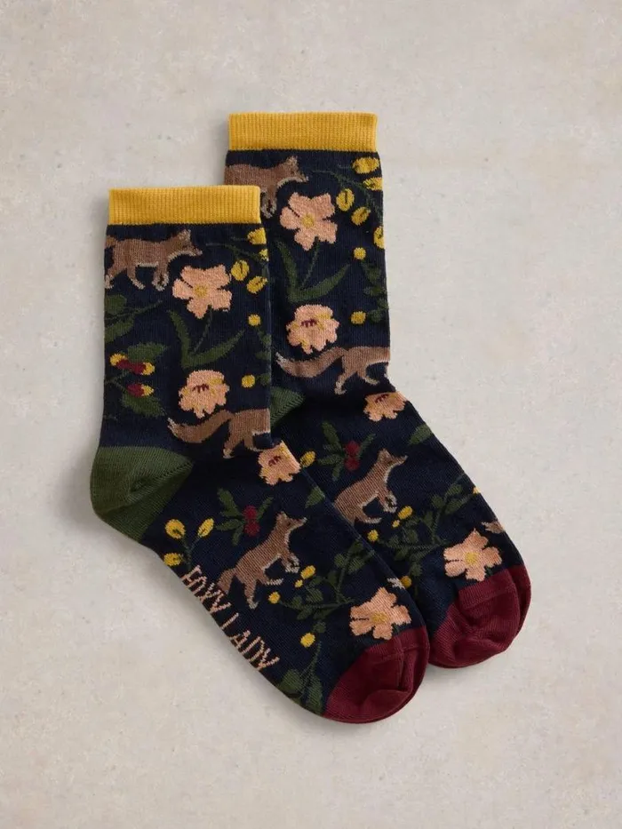 White Stuff Socks Women Foxy Lady Ankle Sock Navy Multi
