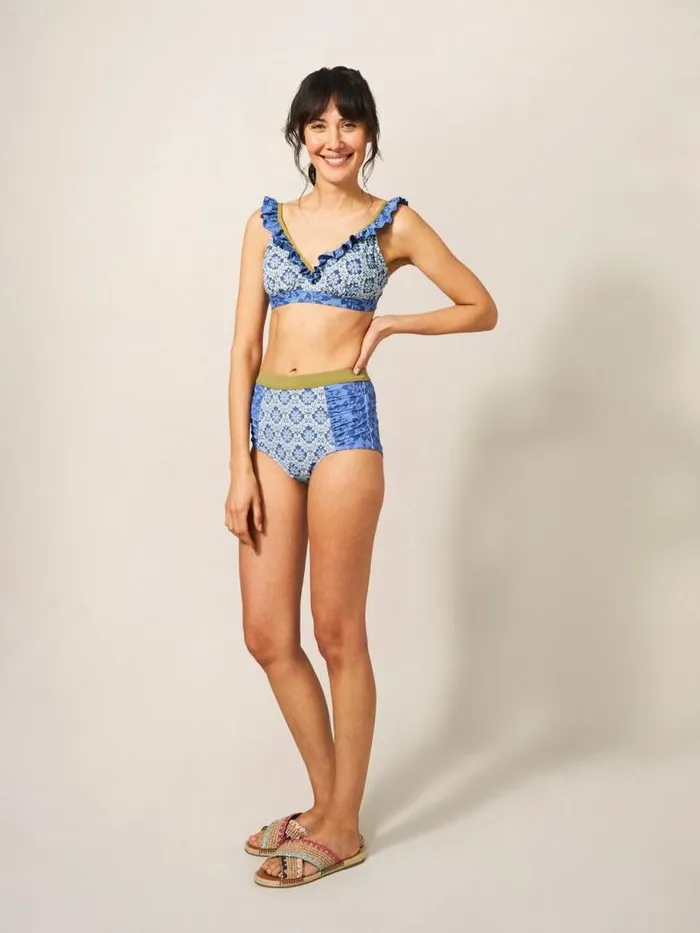 White Stuff Swimwear Women Beth High Waist Bikini Bottom Blue Multi White Stuff Swimwear Women Beth High Waist Bikini Bottom Blue Multi