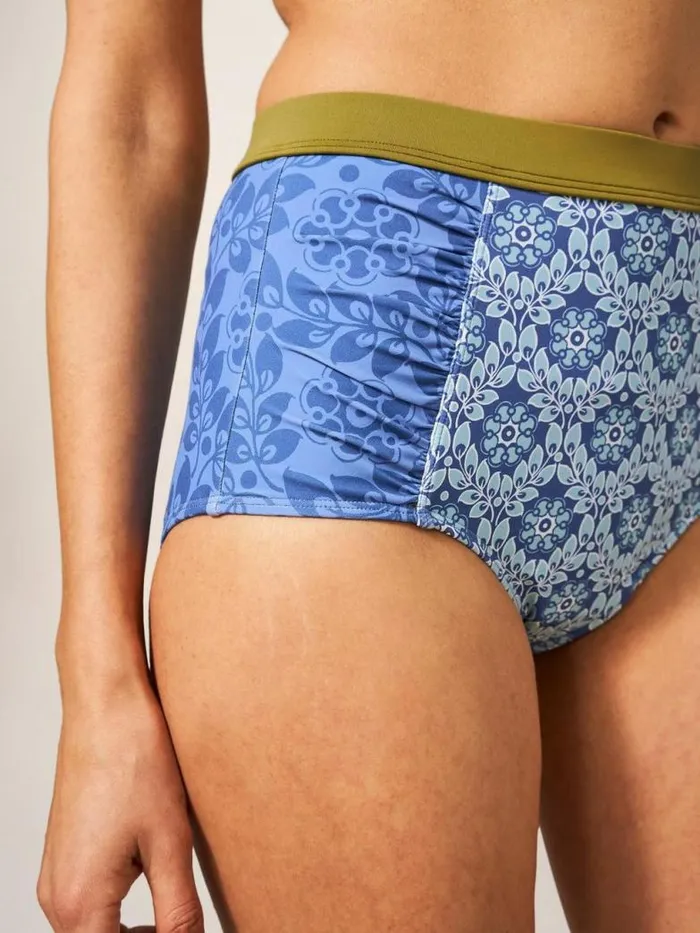 White Stuff Swimwear Women Beth High Waist Bikini Bottom Blue Multi White Stuff Swimwear Women Beth High Waist Bikini Bottom Blue Multi